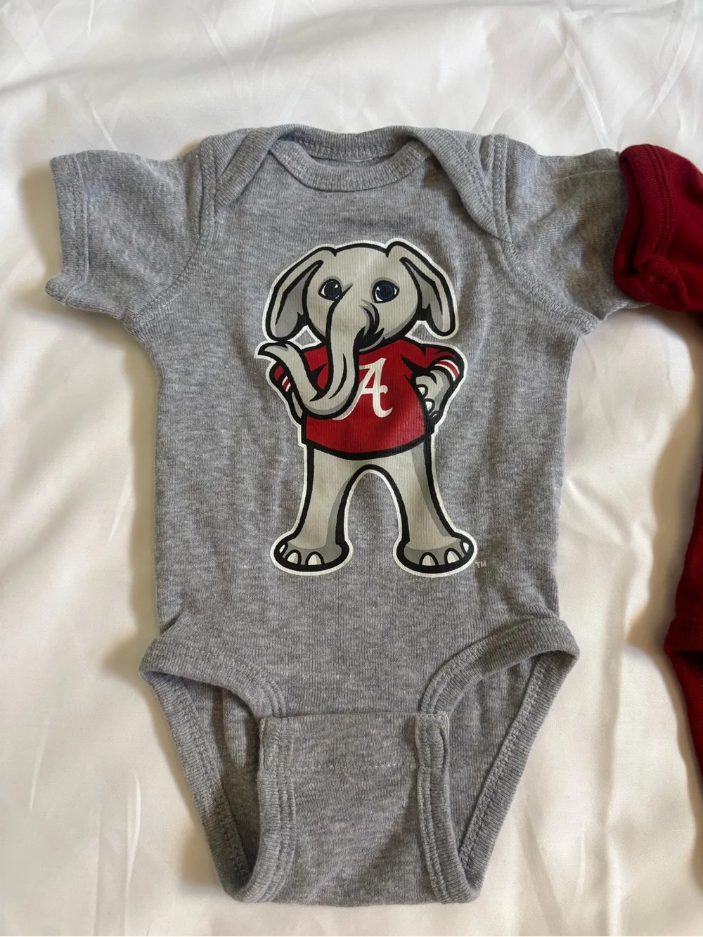 2-Pack Newborn Alabama Crimson Tide Baby Bodysuits Script A Elephant Gray